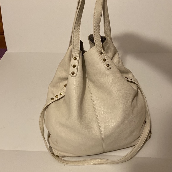 Elliott Luca Boho Satchel Bag in white pebbled leather - Picture 1 of 9